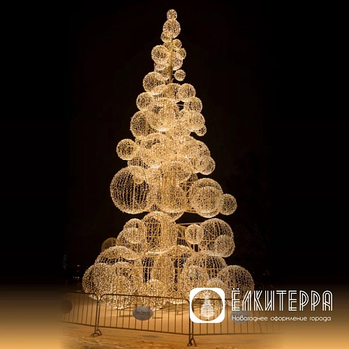 Световая Елка из шаров, высота 8 м